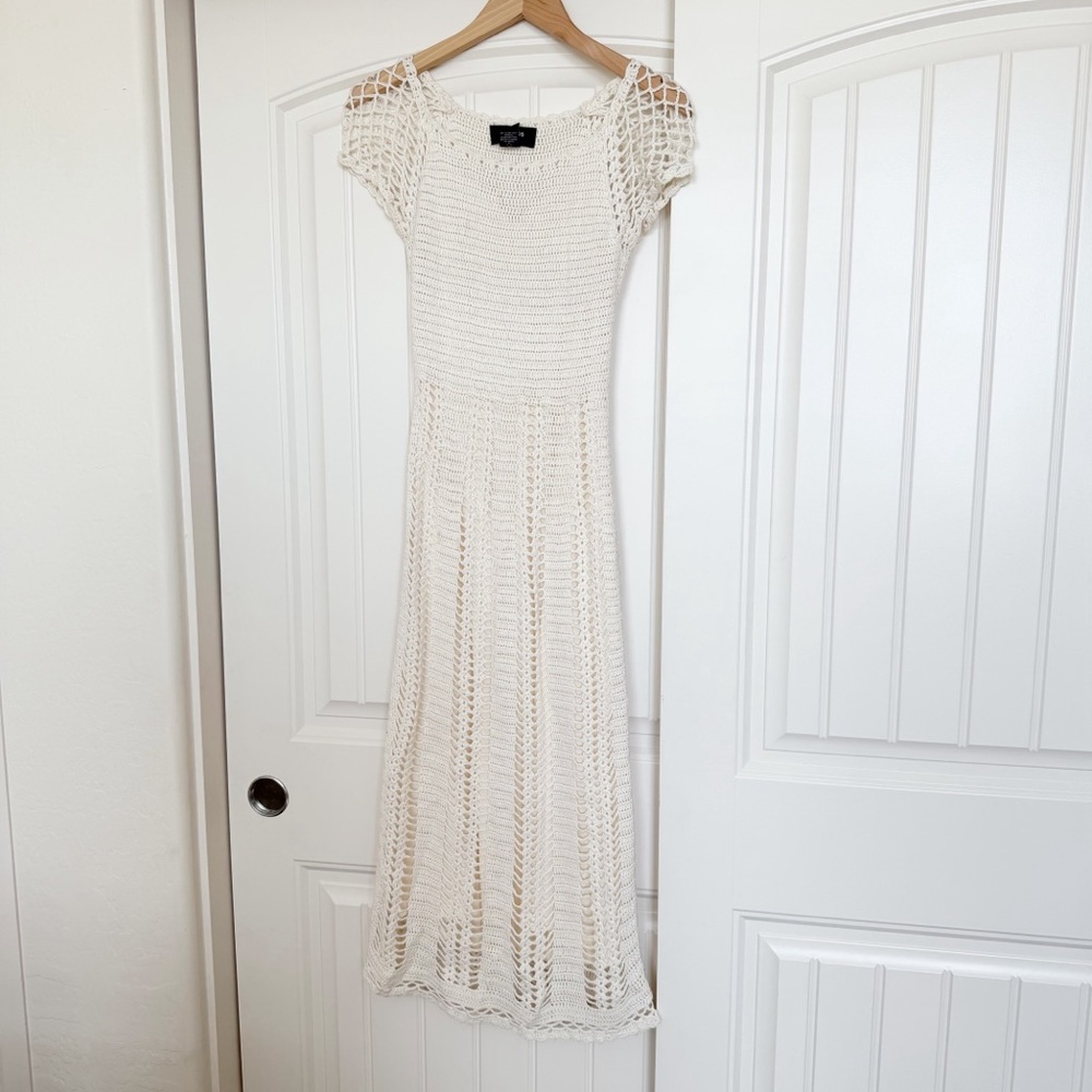 Vtg 90’s Express Handknit Crochet Midi Boho Cottagecore Dress - Picture 3 of 8